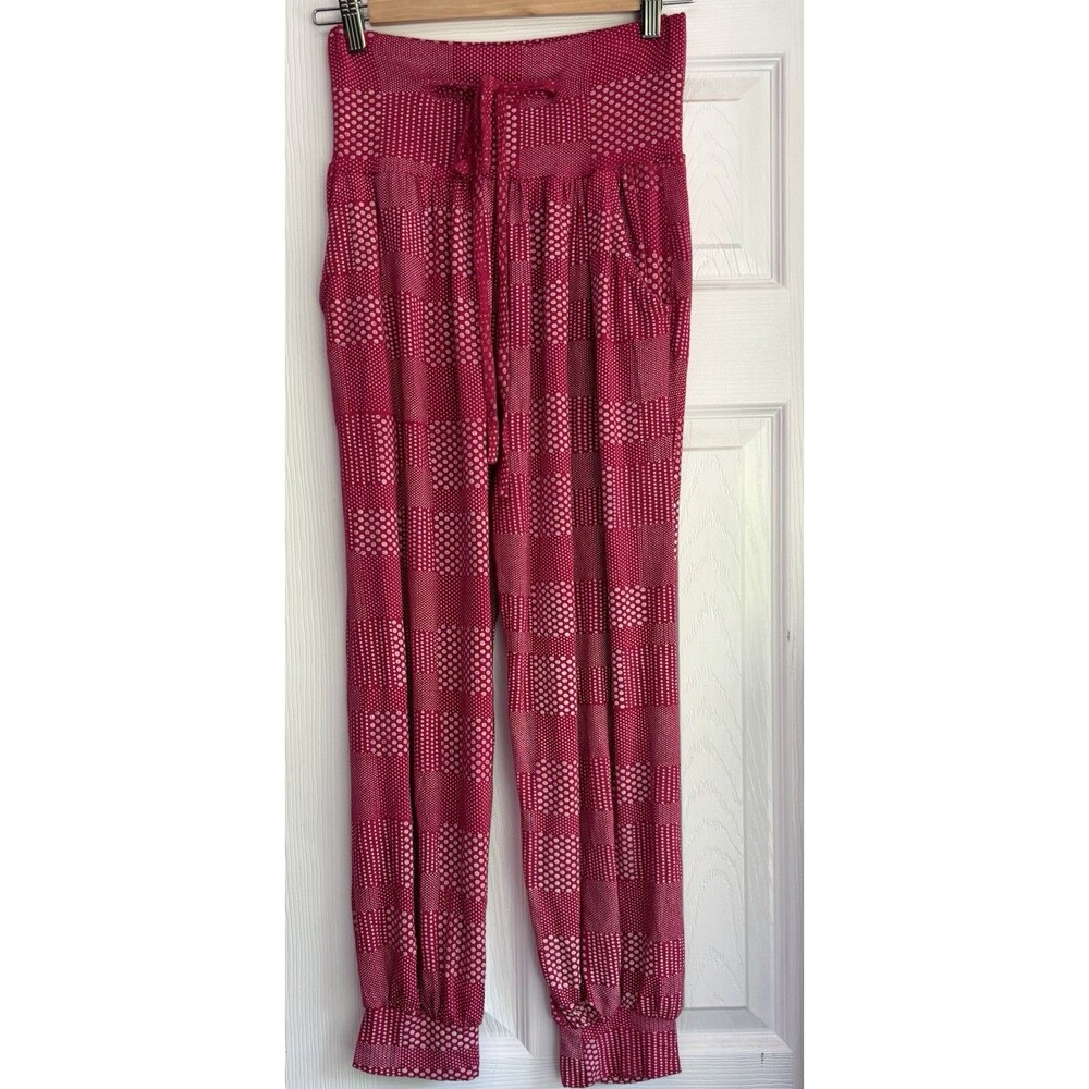 Kob Thailand Size S Pink/White Harem Pants From Rayon Jersey With Dot Pattern